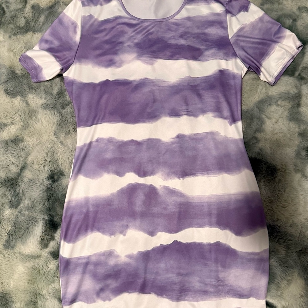 SHEIN Lavender and White Striped Mini Dress